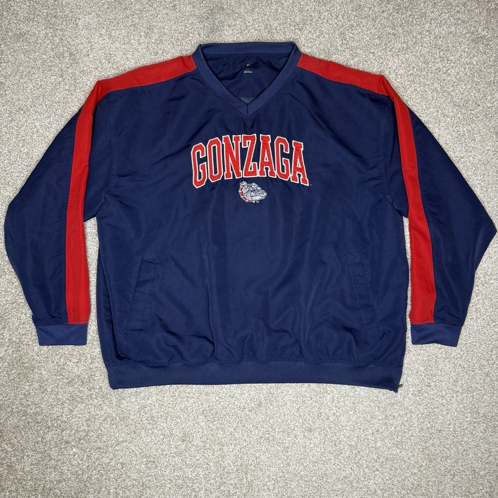 Y2K Gonzaga Bulldogs Pullover Men's Size XLarge Jacket Blue Red V-Neck Classic